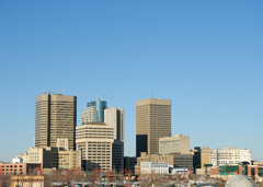 The skyline on a sunny day, Winnipeg, Manitoba, Canada