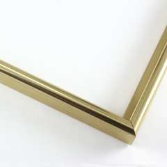 This simple metal picture frame has a bold, high-shine gold finish and smooth, curved profile. 

.375 " width: ideal for small, medium or large artworks. Easily frame photographs, thicker cloth or needlework art, or even Giclée canvas prints.